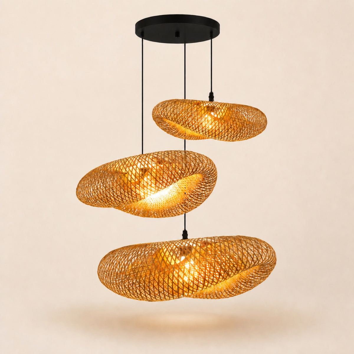 Suspension bambou tressé, noir