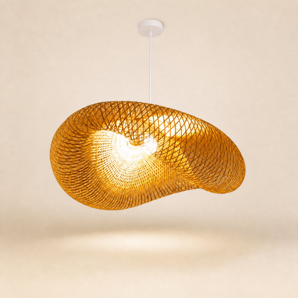 Suspension bambou tressé, blanc