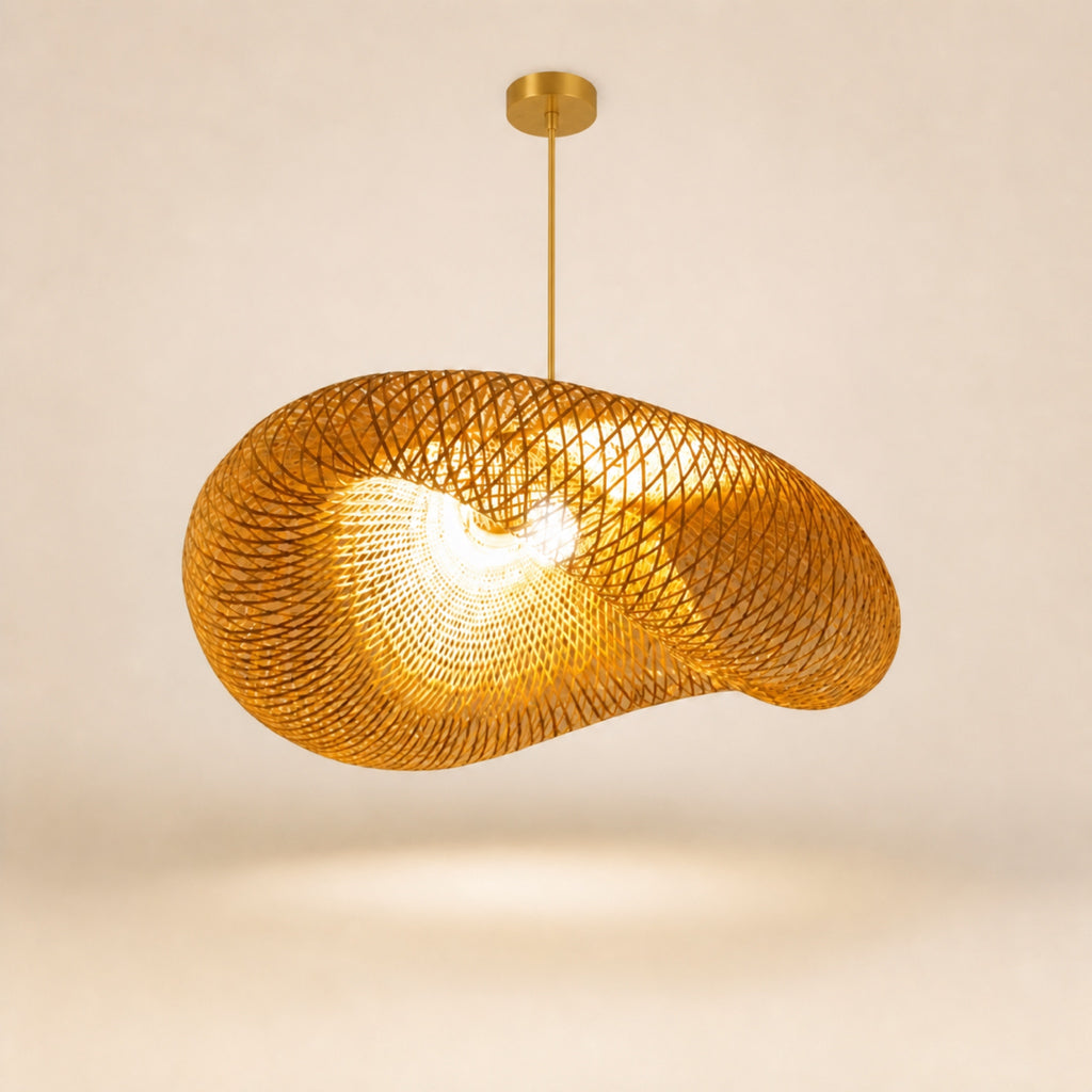 Suspension bambou tressé, doré