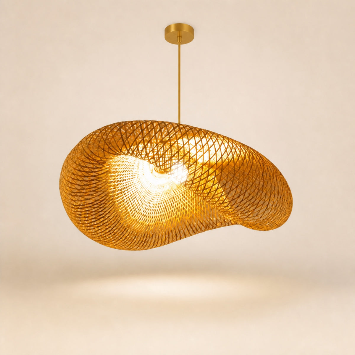 Suspension bambou tressé, doré