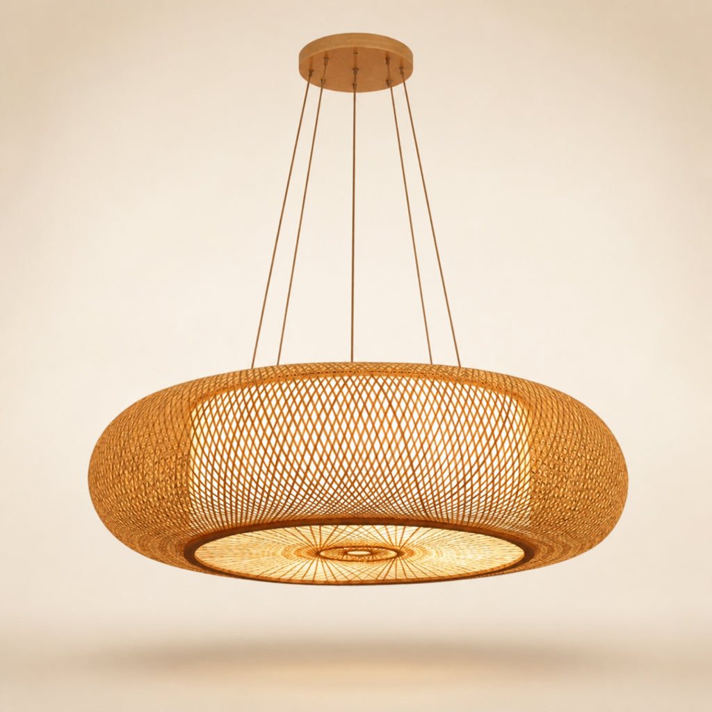 Suspension bambou tissée
