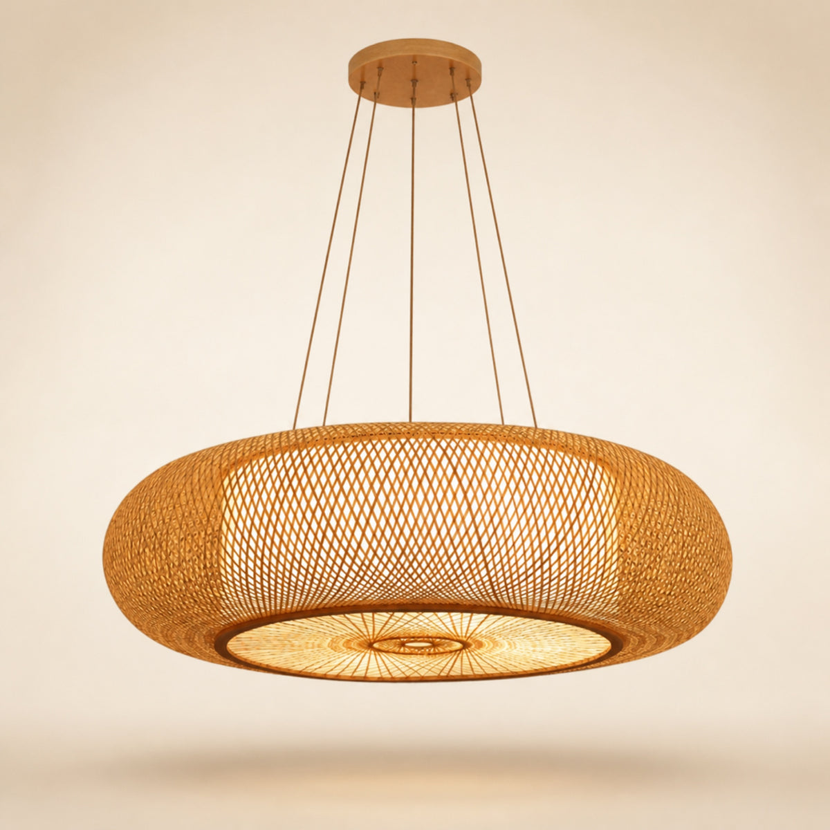Suspension bambou tissée