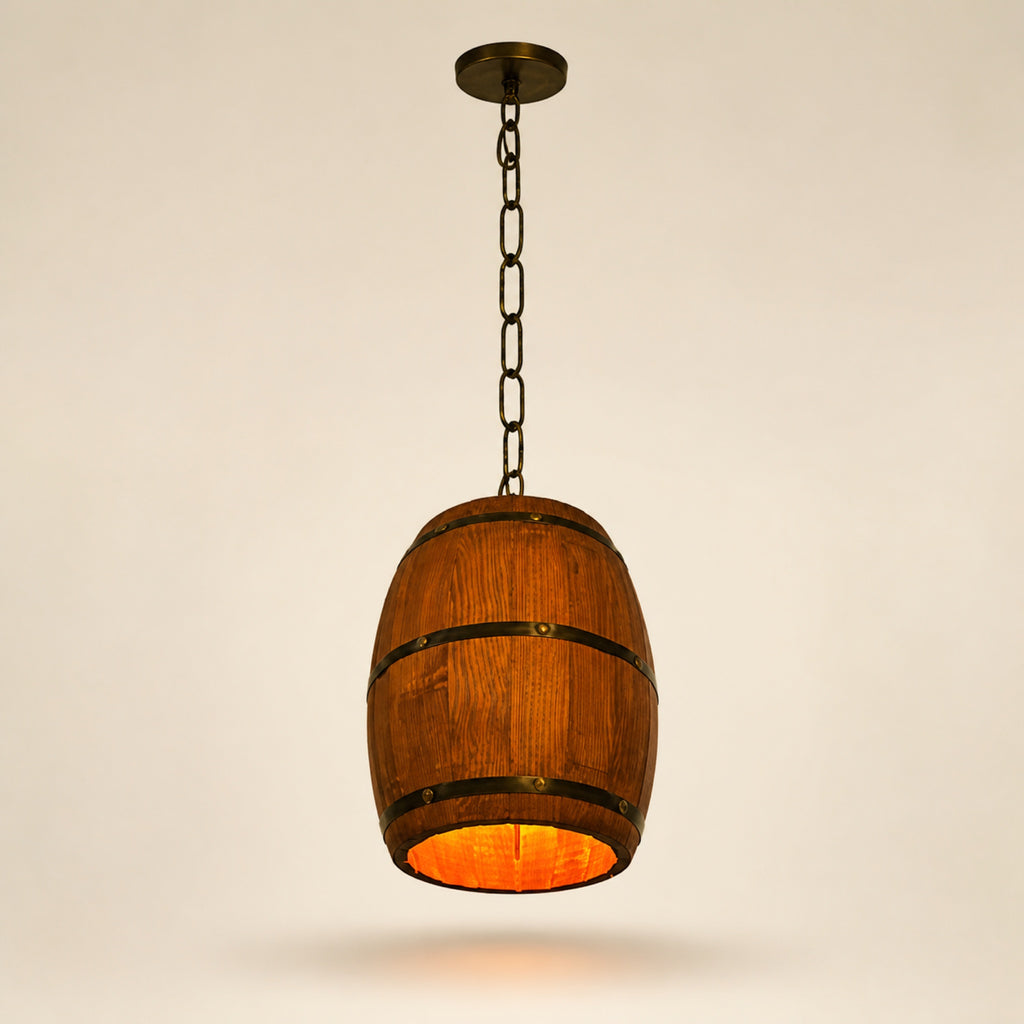 Suspension tonneau en bois