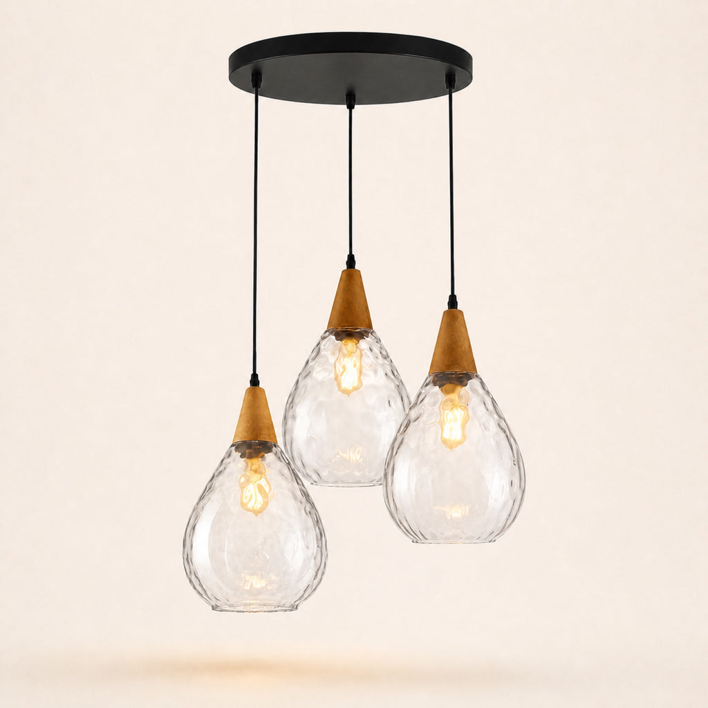Suspension 3 gouttes de verre, transparent