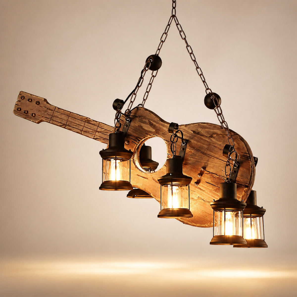 Suspension bois en forme de guitare