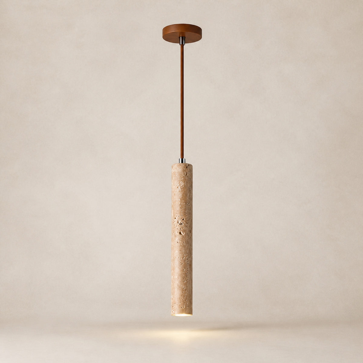 Suspension tube vertical effet travertin