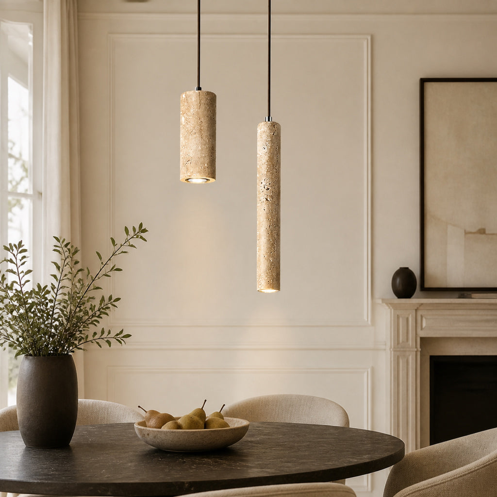 Suspension effet pierre, en situation dans un intérieur