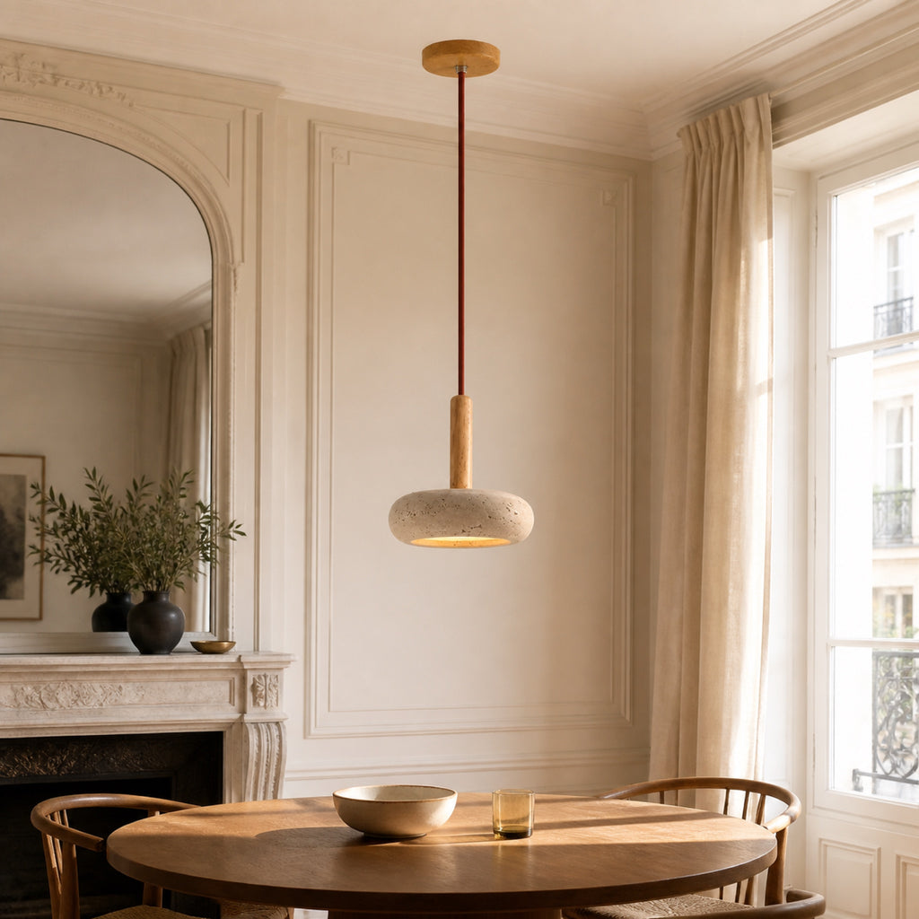 Suspension effet pierre, en situation dans un intérieur
