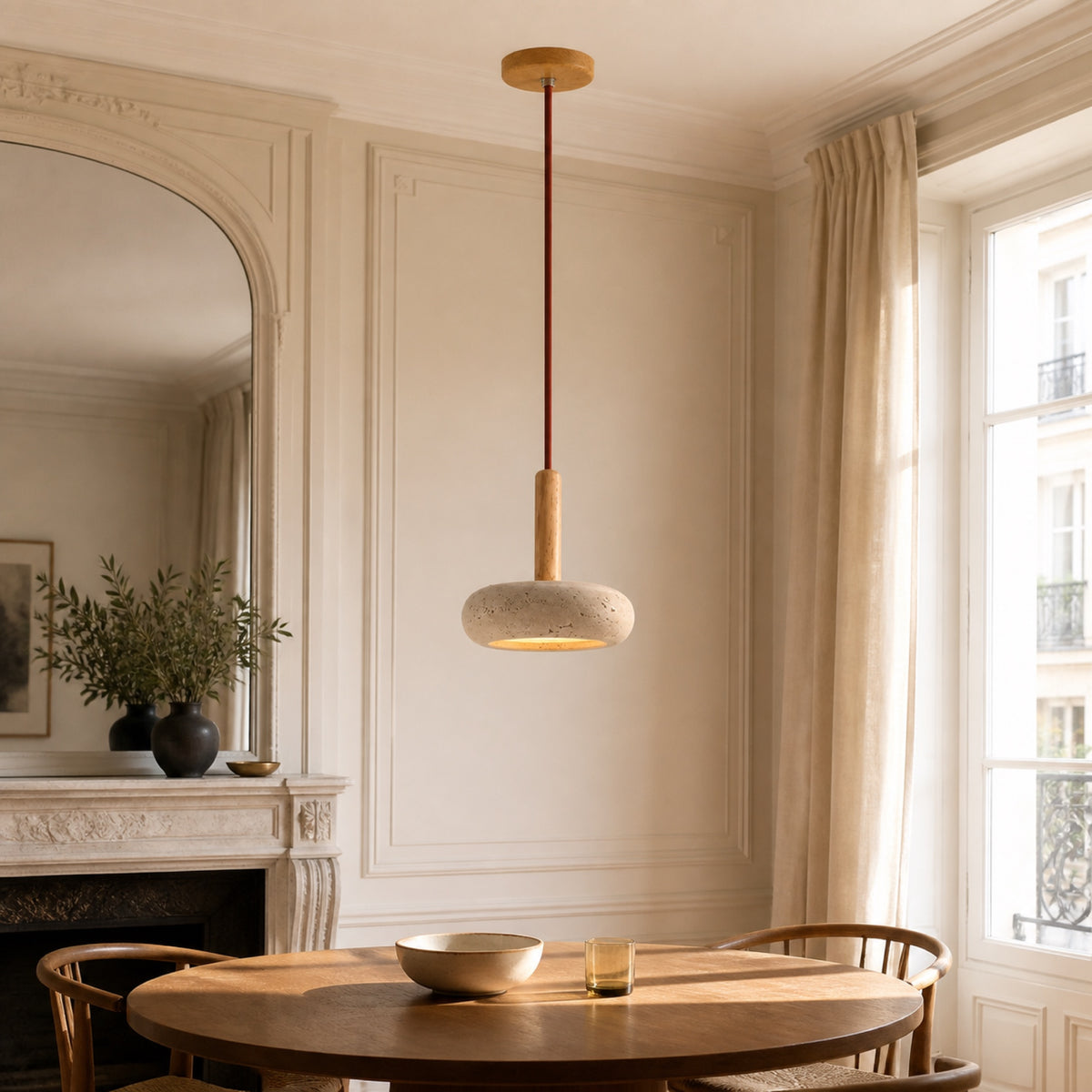 Suspension effet pierre, en situation dans un intérieur
