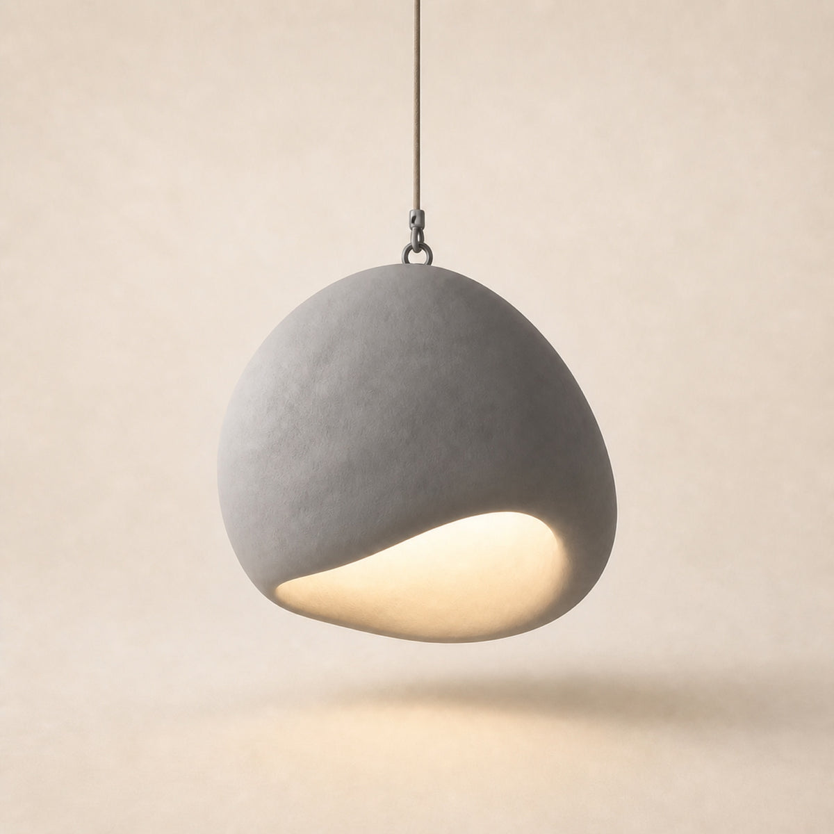 Suspension galet effet pierre, gris
