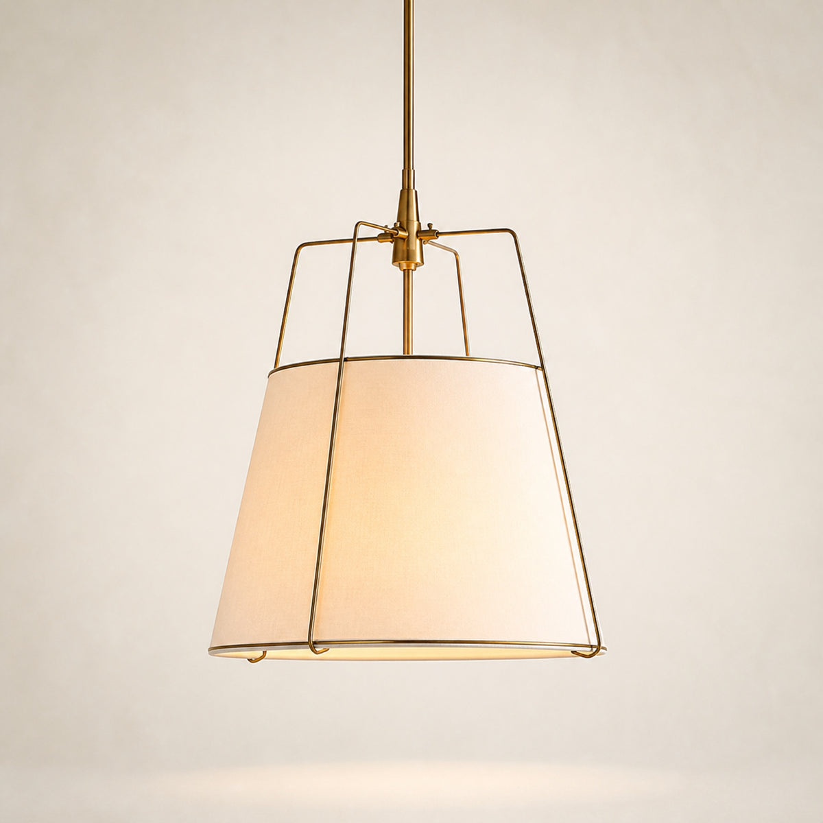 Suspension abat-jour tissu sur armature laiton