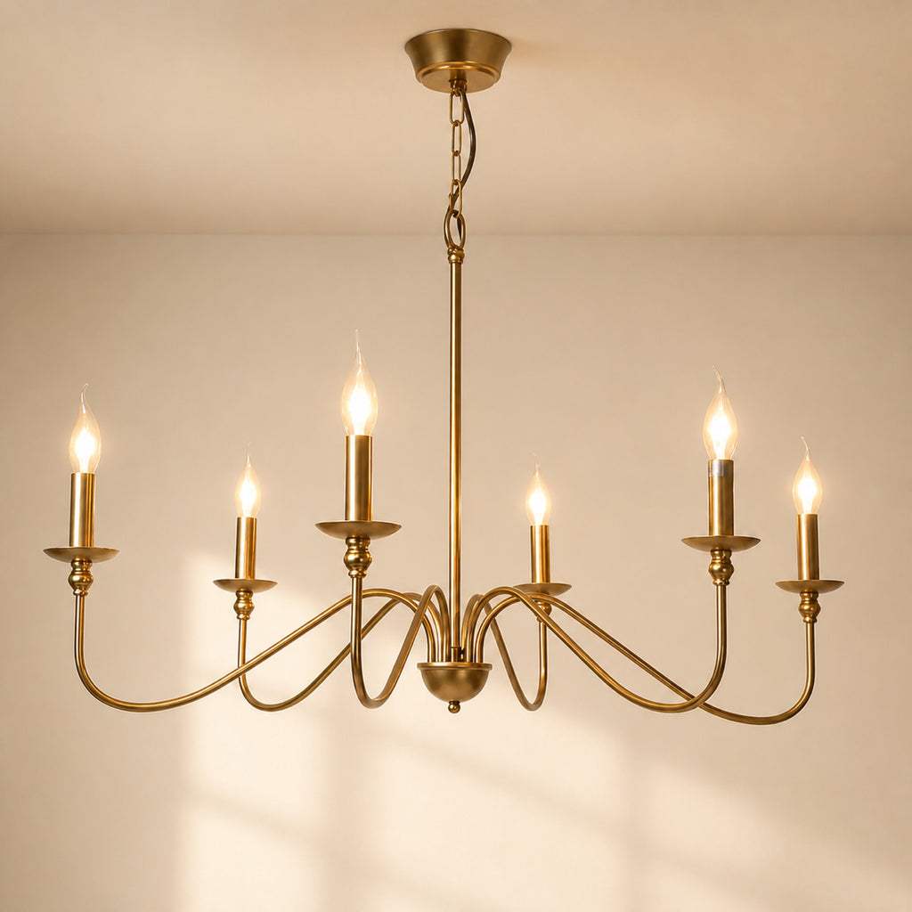 Lustre laiton à bougies, vue complémentaire