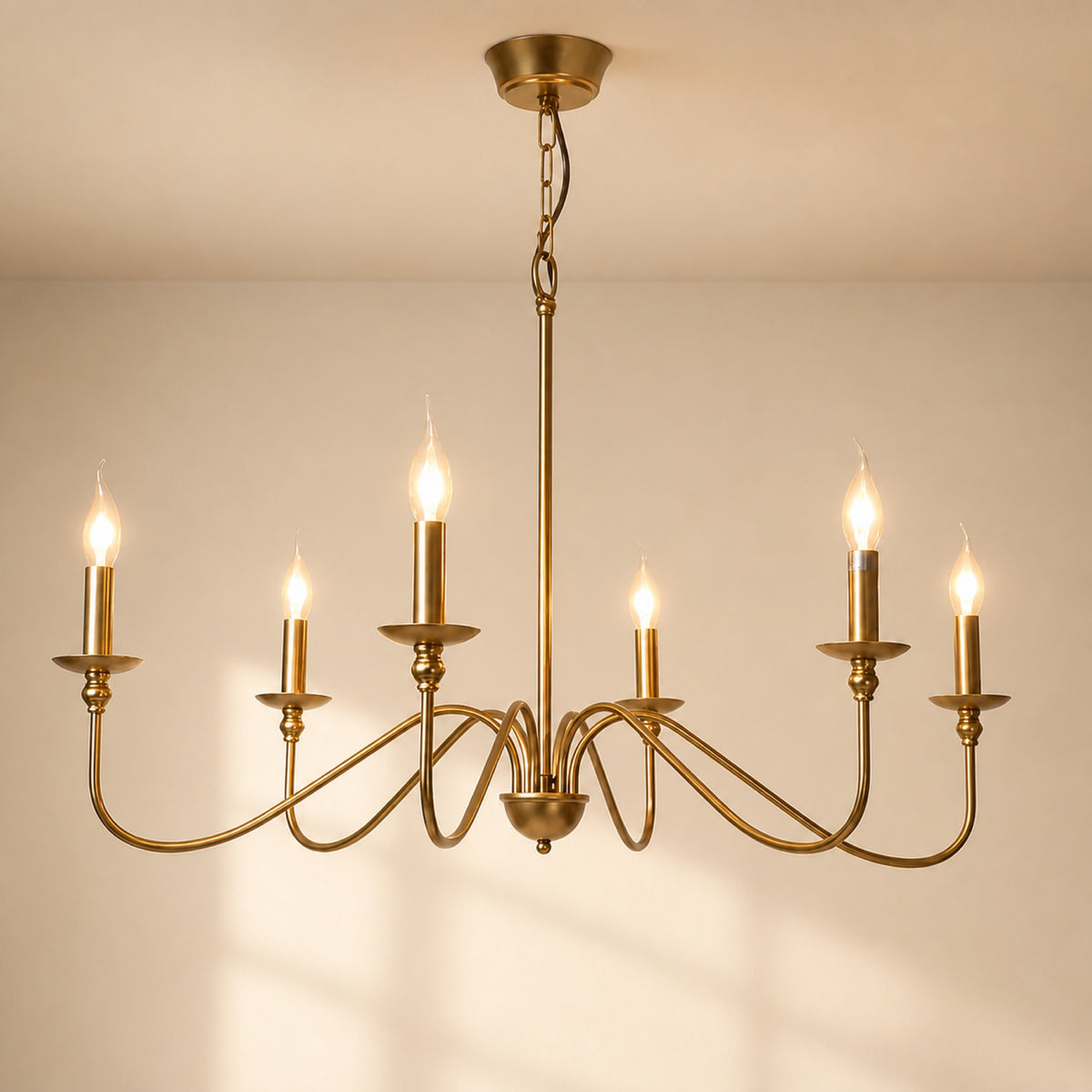 Lustre laiton à bougies, vue complémentaire