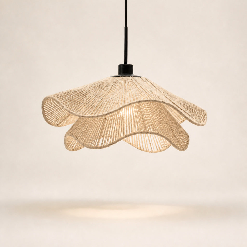 Suspension corolle en corde tressée, beige