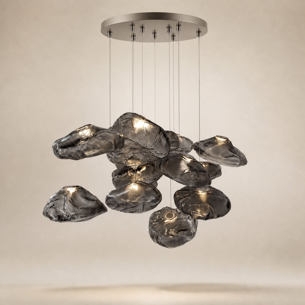 Suspension nuages en verre soufflé, gris fumé