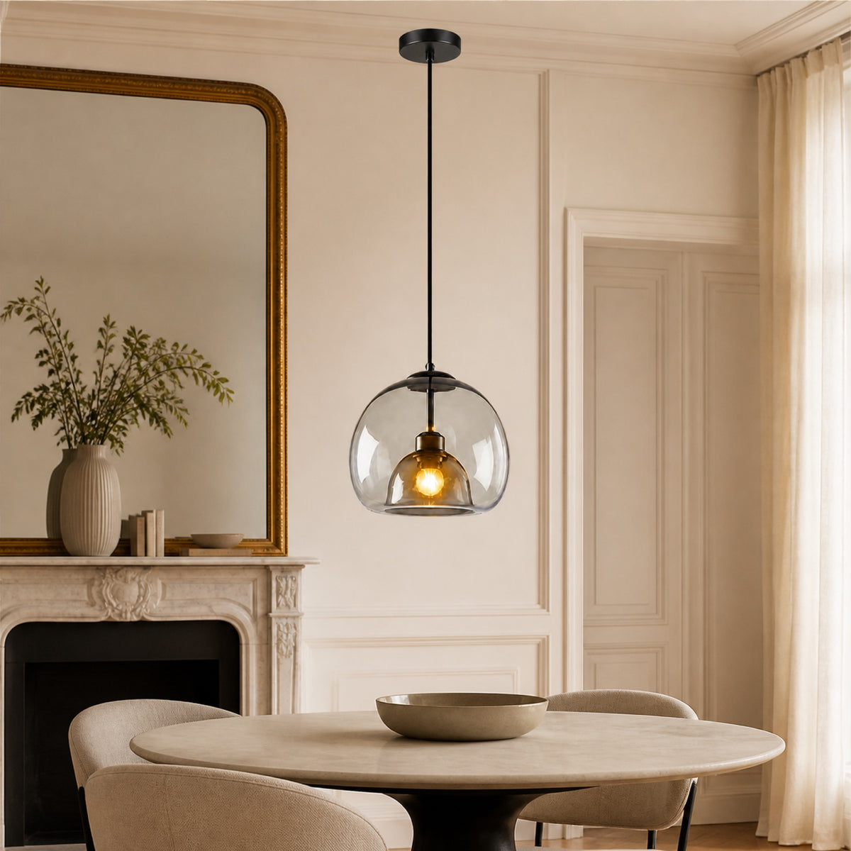 Suspension globe en verre double paroi, autre cadrage