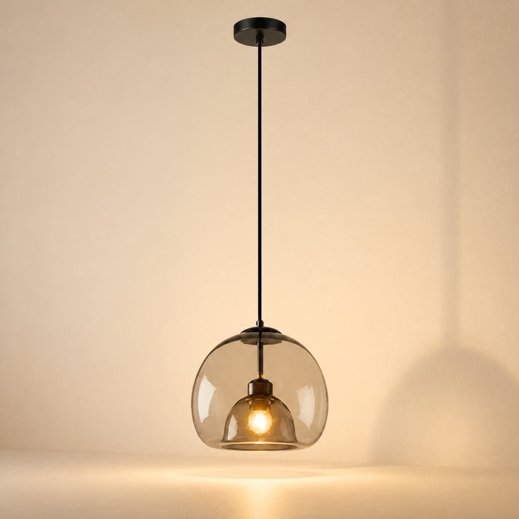 Suspension globe en verre double paroi, vue complémentaire