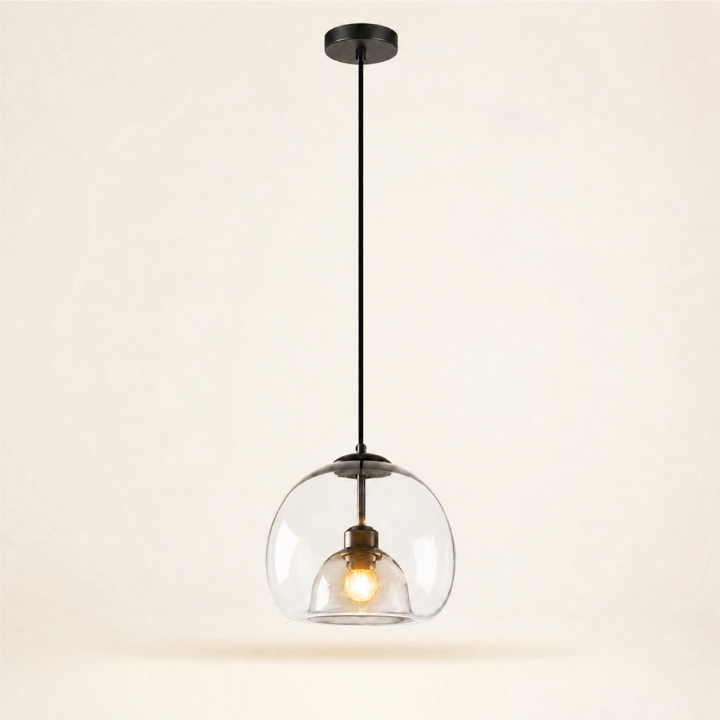 Suspension globe en verre double paroi, transparent