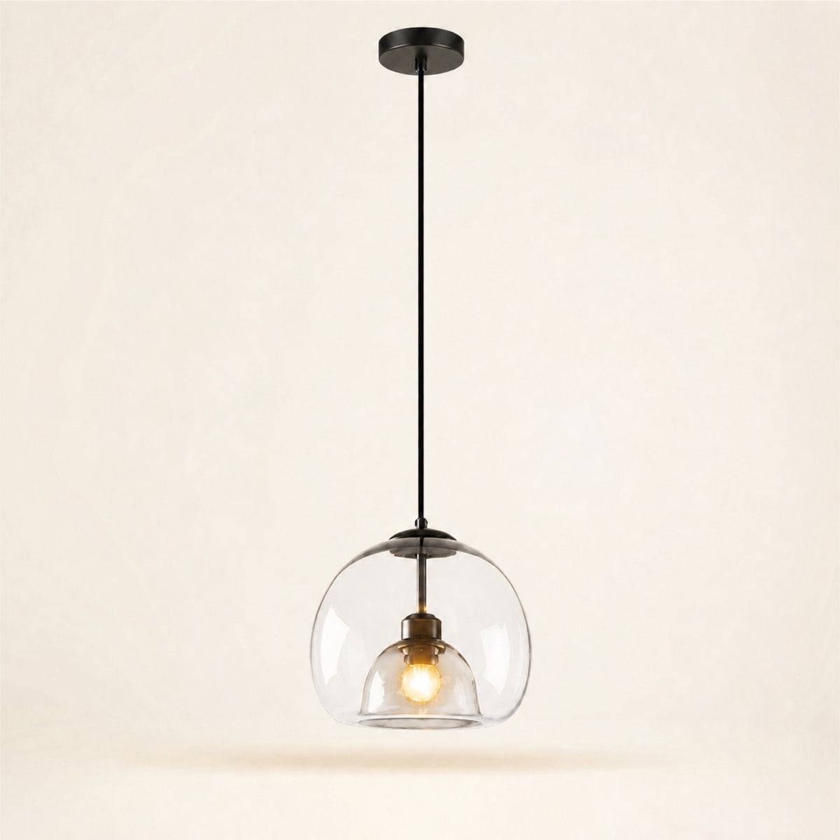 Suspension globe en verre double paroi, transparent