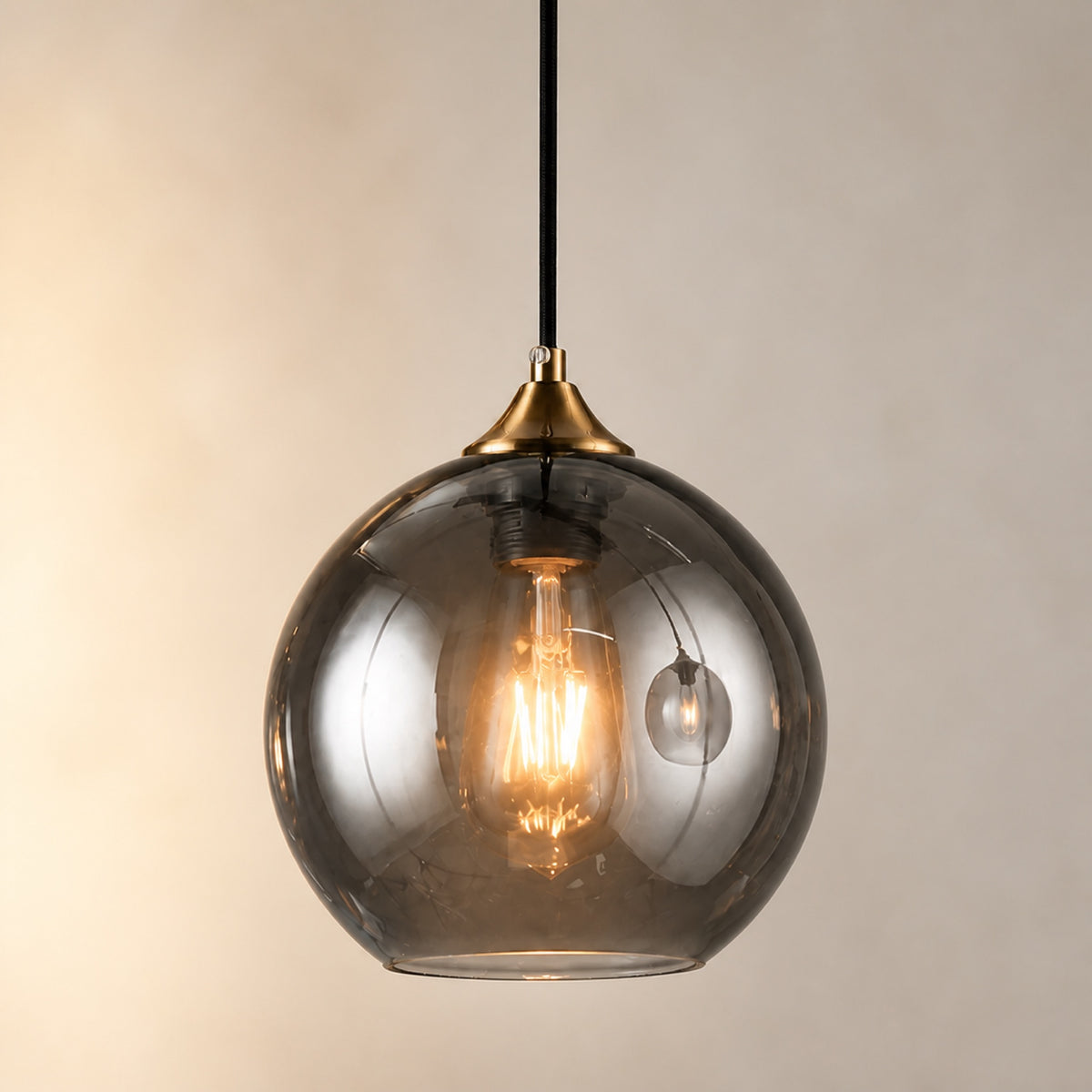 Suspension boule en verre fumé miroir, autre vue