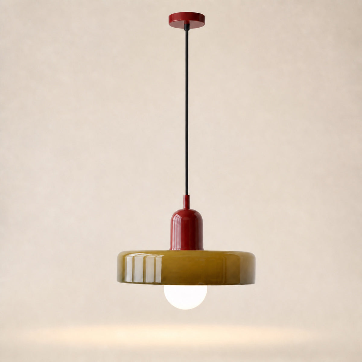 Suspension disque plat en verre coloré, brun
