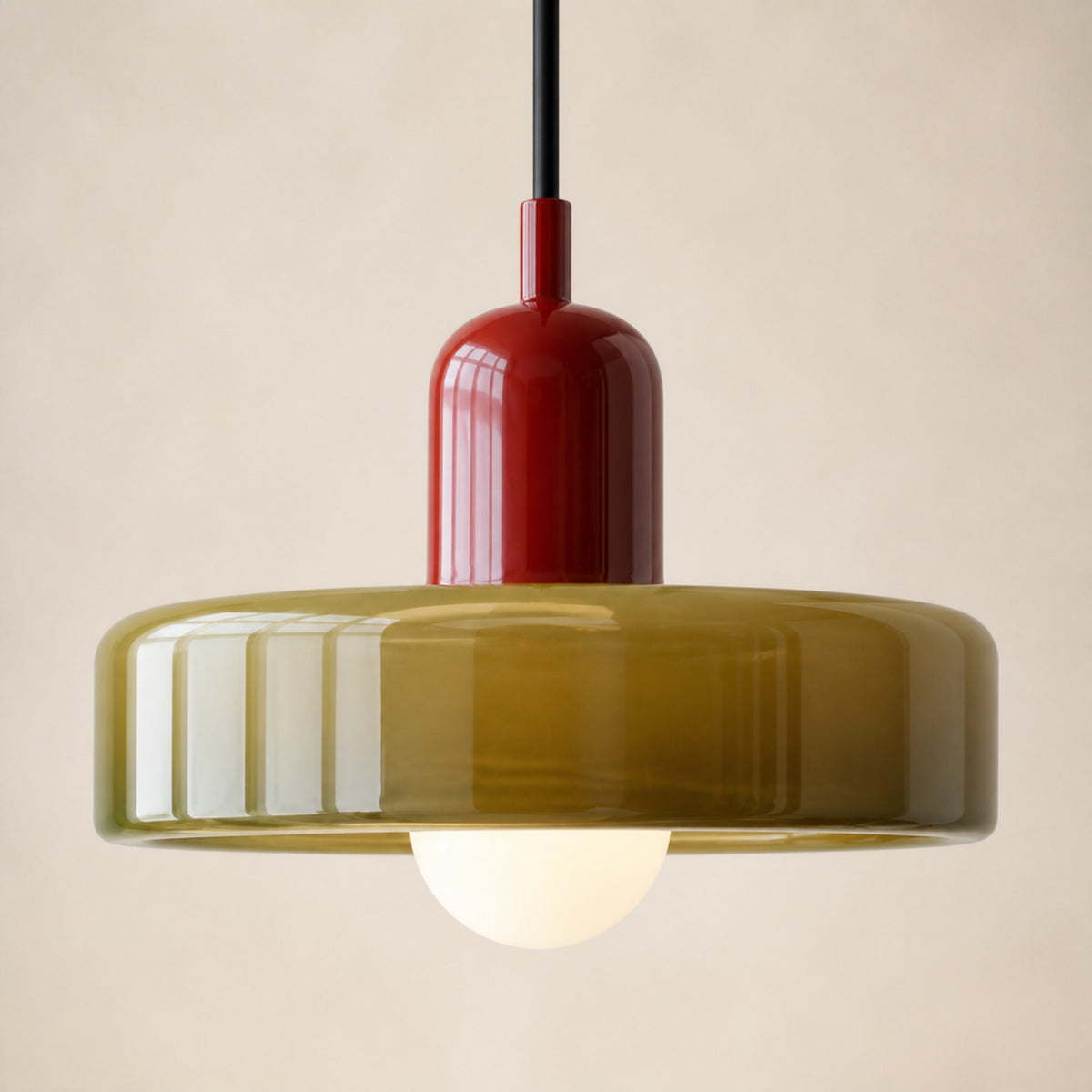 Suspension disque plat en verre coloré, autre vue