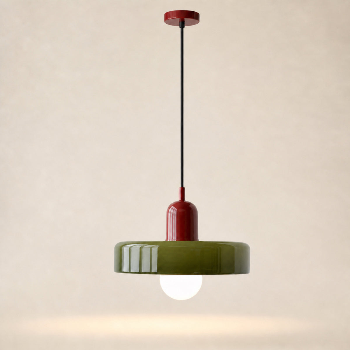 Suspension disque plat en verre coloré, vert