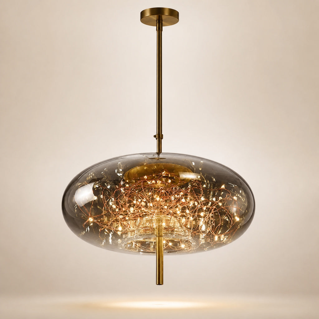 Suspension galet en verre fumé à micro-LED