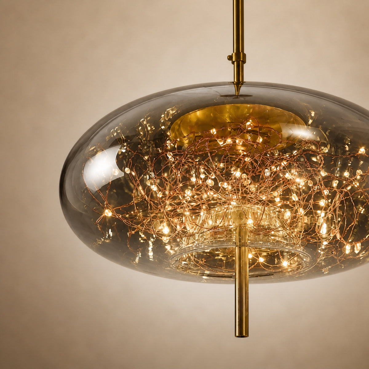 Suspension galet en verre fumé à micro-LED, autre vue