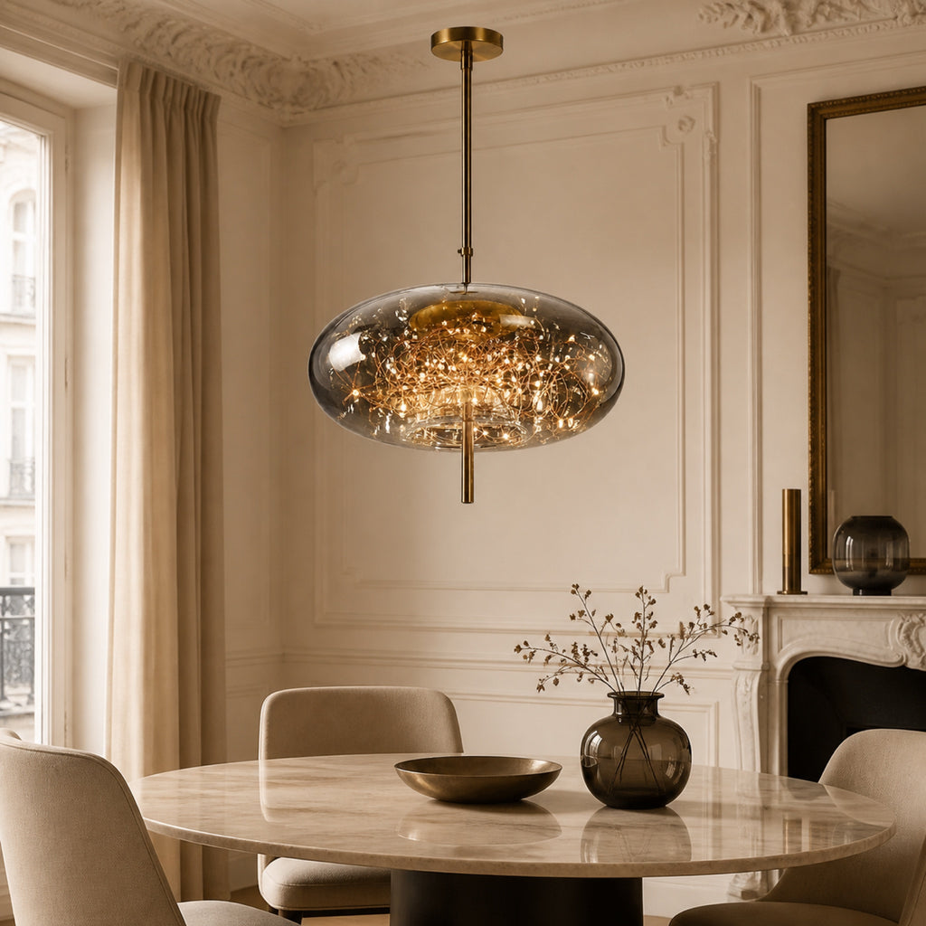 Suspension galet en verre fumé à micro-LED, autre cadrage