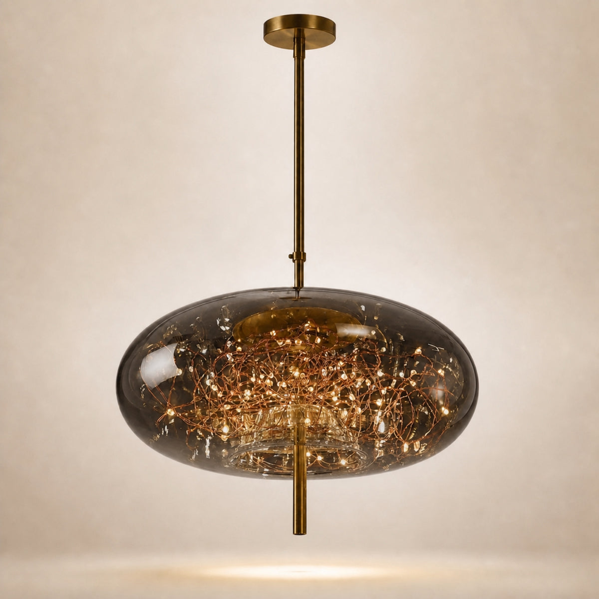Suspension galet en verre fumé à micro-LED, gris fumé