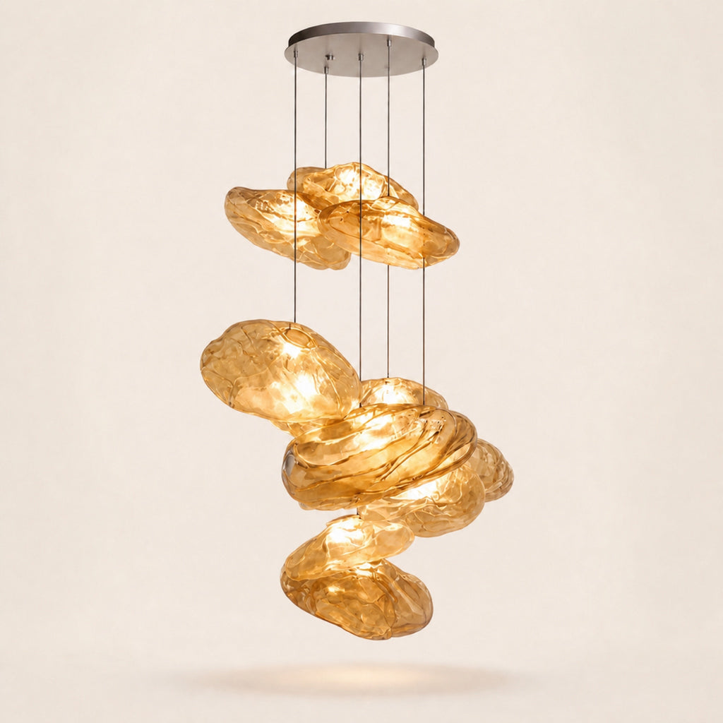 Suspension nuages en verre soufflé, ambre