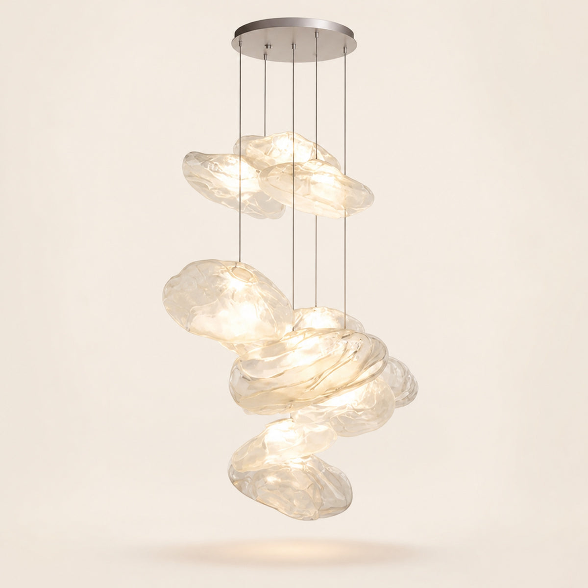 Suspension nuages en verre soufflé