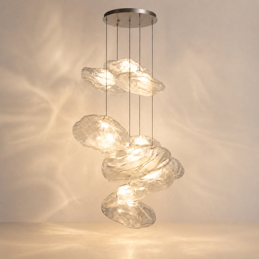 Suspension nuages en verre soufflé, autre cadrage