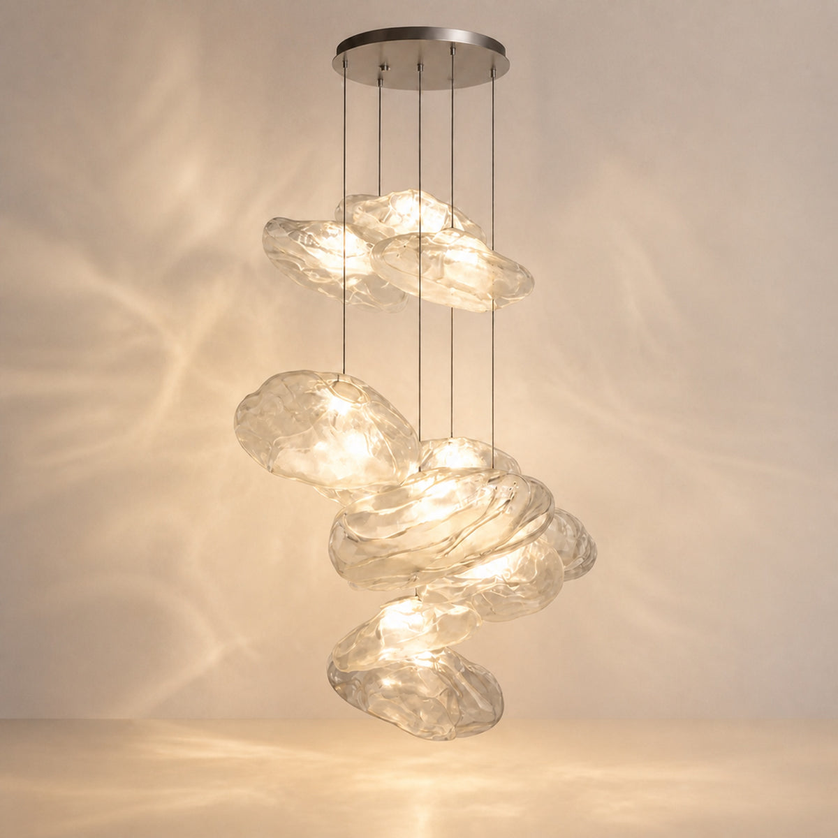 Suspension nuages en verre soufflé, autre cadrage