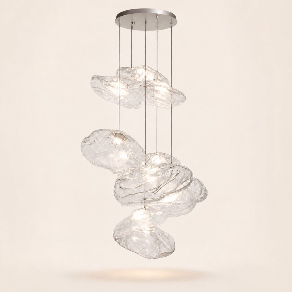 Suspension nuages en verre soufflé, transparent