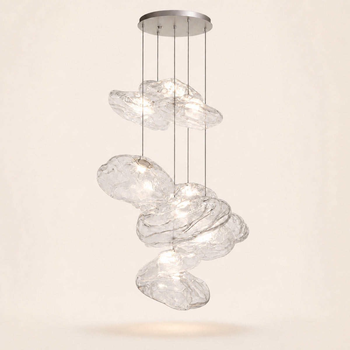 Suspension nuages en verre soufflé, transparent