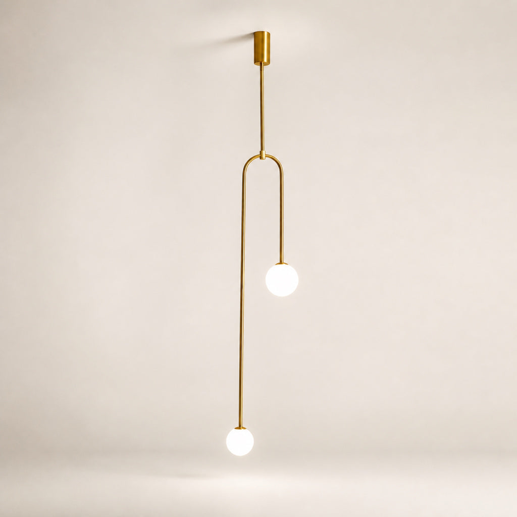 Suspension arceau laiton et globes opale