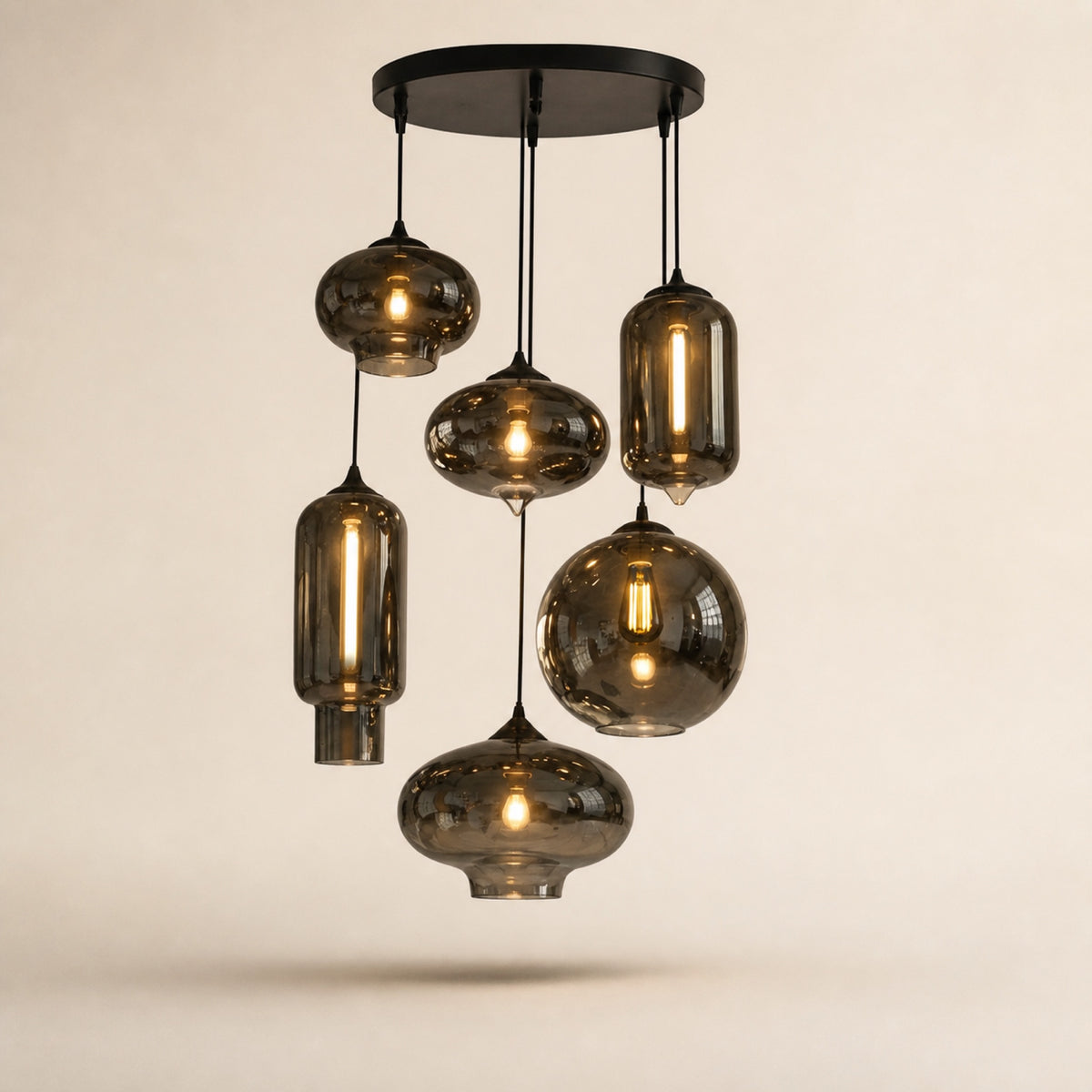 Suspension grappe de verres fumés miroir